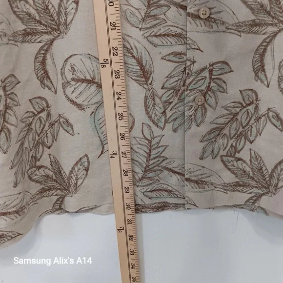 Centro Men's XL Hawaiian Shirt Linen Cotton Floral Aloha Beach Boho Casual - Picture 4 of 9